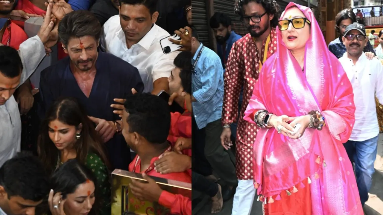Shah Rukh Khan and Bollywood celebrities visiting Lalbaugcha Raja pandal during Ganesh Chaturthi 2026