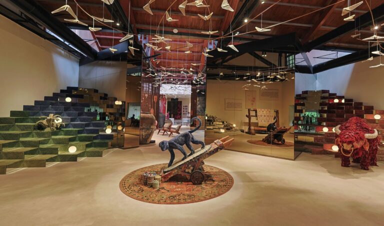 Interior of Jaipur Rugs luxury flagship experience center at Empire Mills in Mumbai