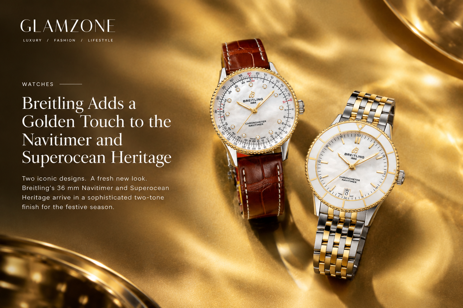 Breitling Adds a Golden Touch to the Navitimer and Superocean Heritage